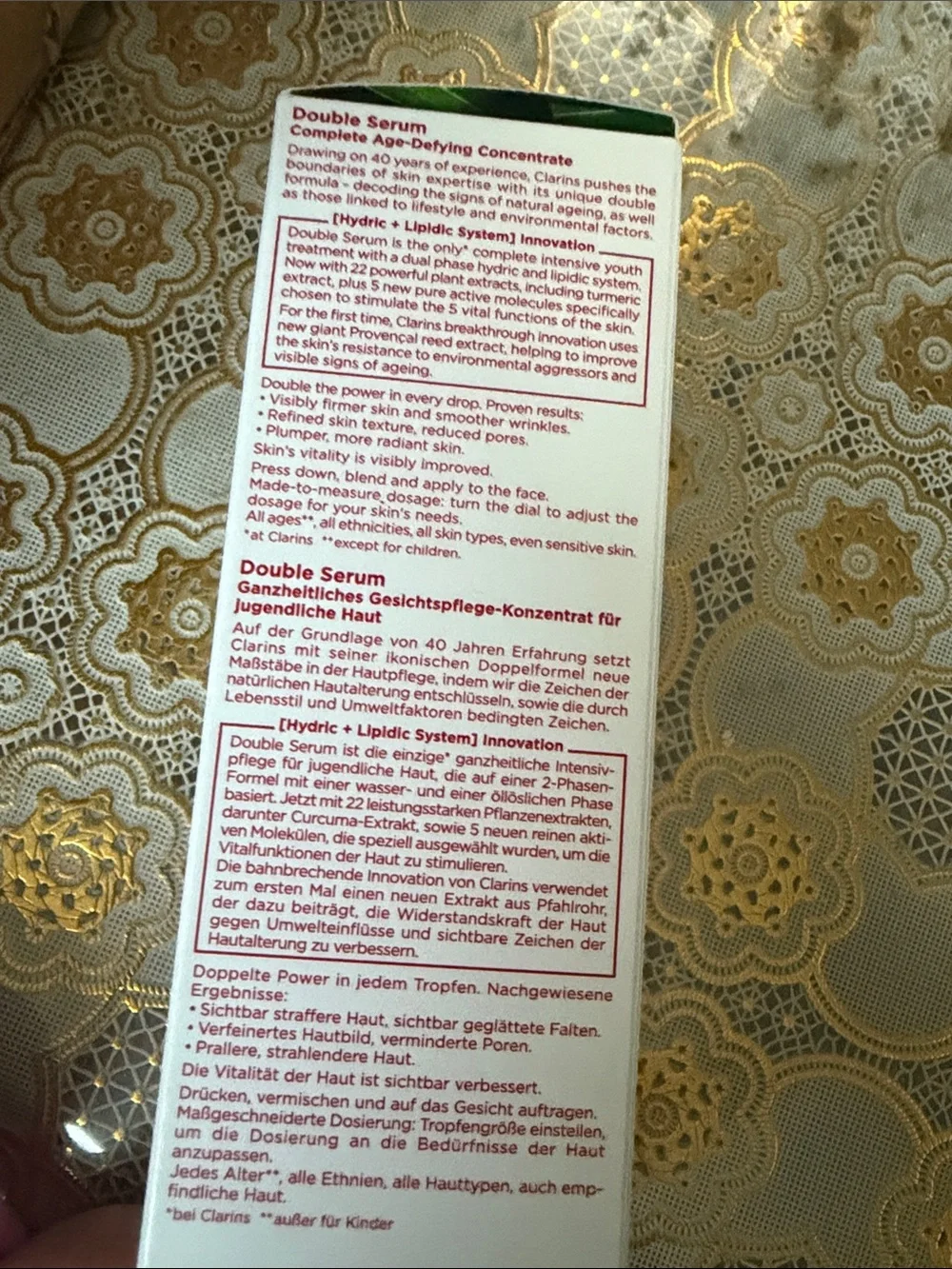 Clarins Double Serum - White with Red Text